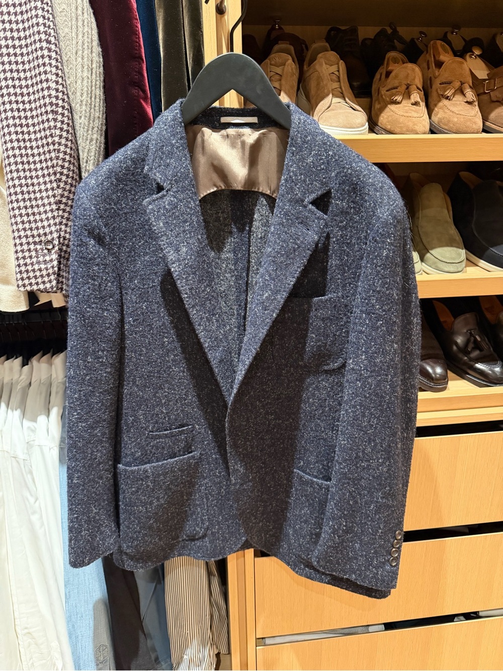 Brunello Cucinelli Men's Navy Textured Wool Blazer
